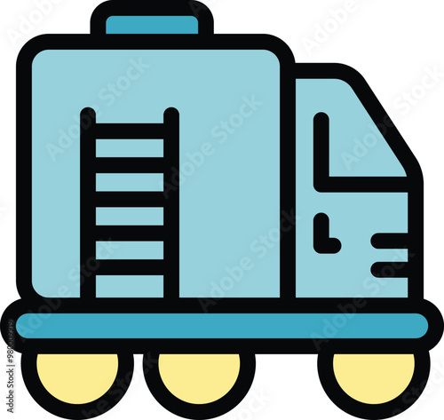 Fire truck equipped with a ladder is ready to extinguish a fire