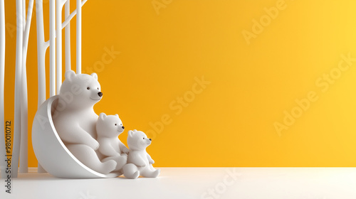 Chubby Bears in a Playful Forest – Delightful Wallpaper Design – Generated by AI