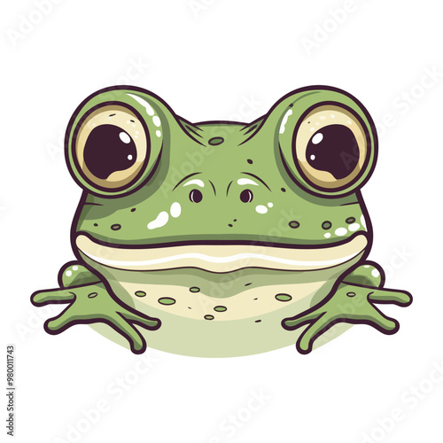 Frog head logo design. Abstract drawing frog face. Cute frog face isolated. Vector illustration