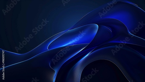 Abstract background. Windows wallpaper, digital art logo, minimalistic design, dark blue with neon glow, sleek and modern style