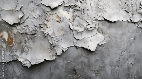 A close-up of a gray concrete wall shows textures, peeling paint, and urban decay's beauty.