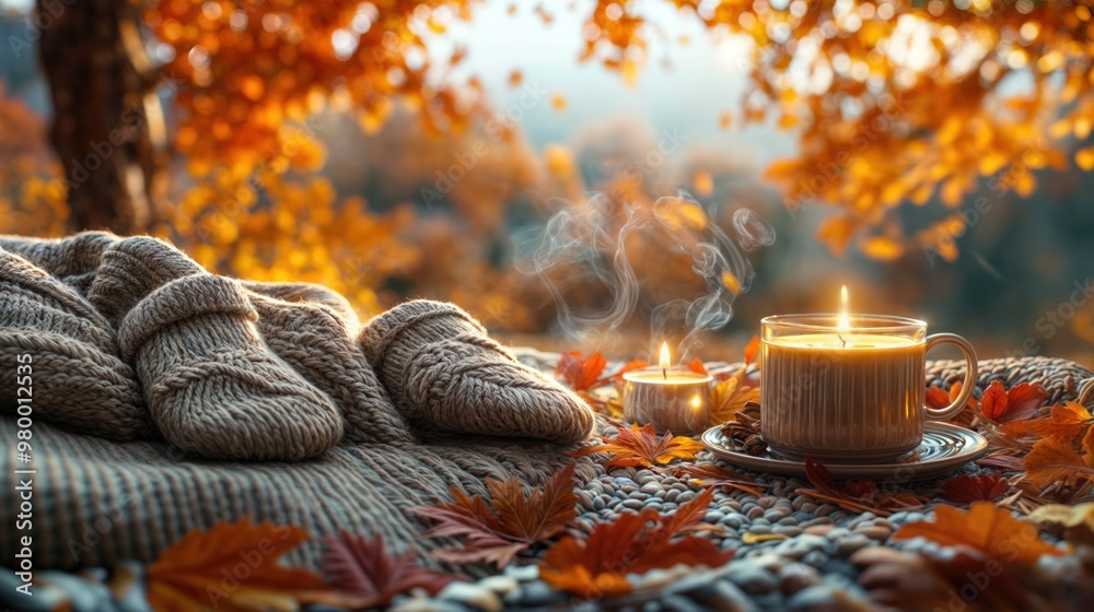 Cozy Autumn Hygge with Blankets, Hot Drinks, and Candles Cozy Autumn Hygge with Blankets, Hot Drinks, and Candles
