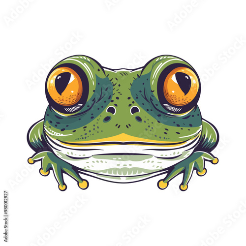 Frog head logo design. Abstract drawing frog face. Cute frog face isolated. Vector illustration