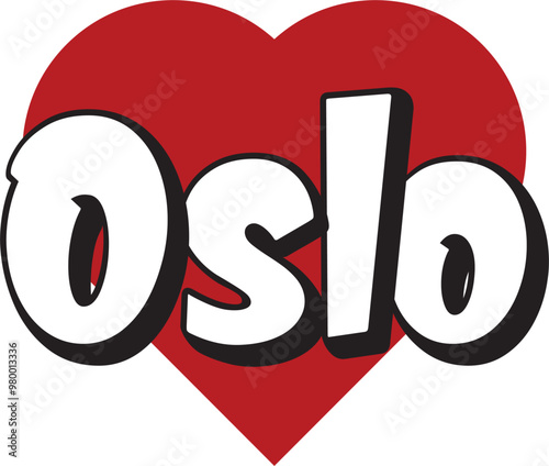 Oslo city text design with red heart typographic icon design suitable for touristic promotion