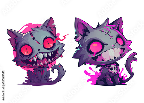 Illustration of cartoon cat with a scary face