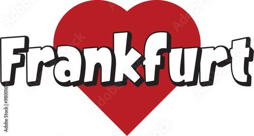 Frankfurt city text design with red heart typographic icon design suitable for touristic promotion