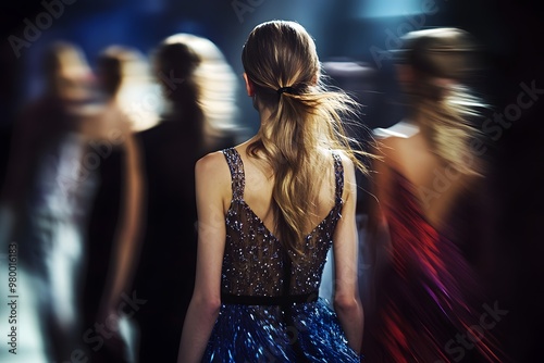 Fashion week and fashion show. Models on the catwalk.