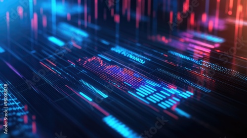 Wallpaper Mural Close-up of stock market screen with bar graphs and lines, business analysis and finance concept. Torontodigital.ca