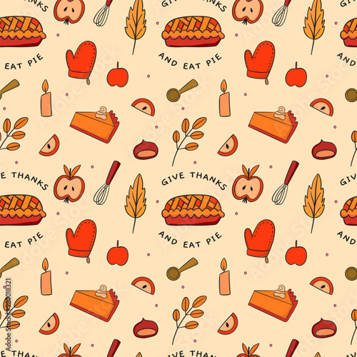 A colorful and festive Thanksgiving Pie Pattern featuring delightful seasonal elements