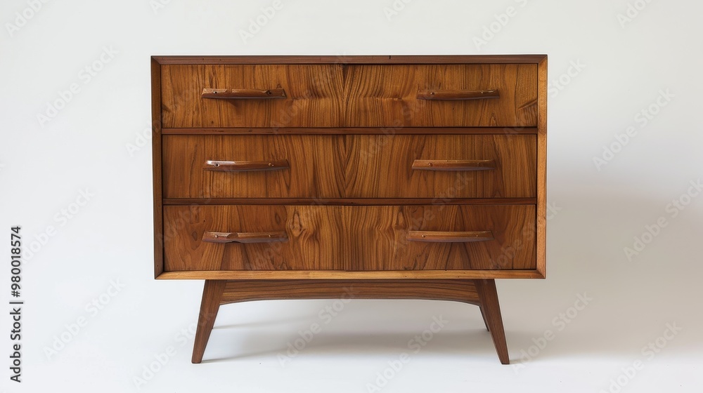 mid-century wooden dresser with four drawers, mid-century wooden dresser with four drawers,
