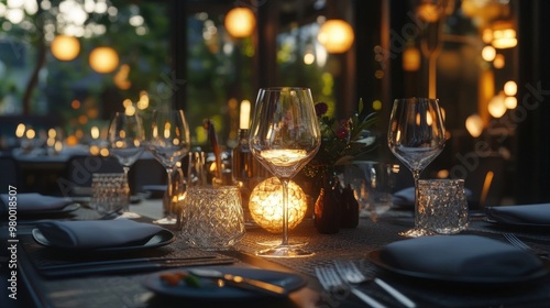 Banquet setting table in restaurant