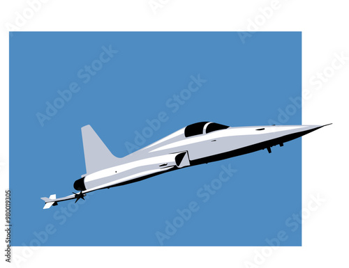 Northrop F-5. Fighter jet poster template. Vector image for prints, poster and illustrations.