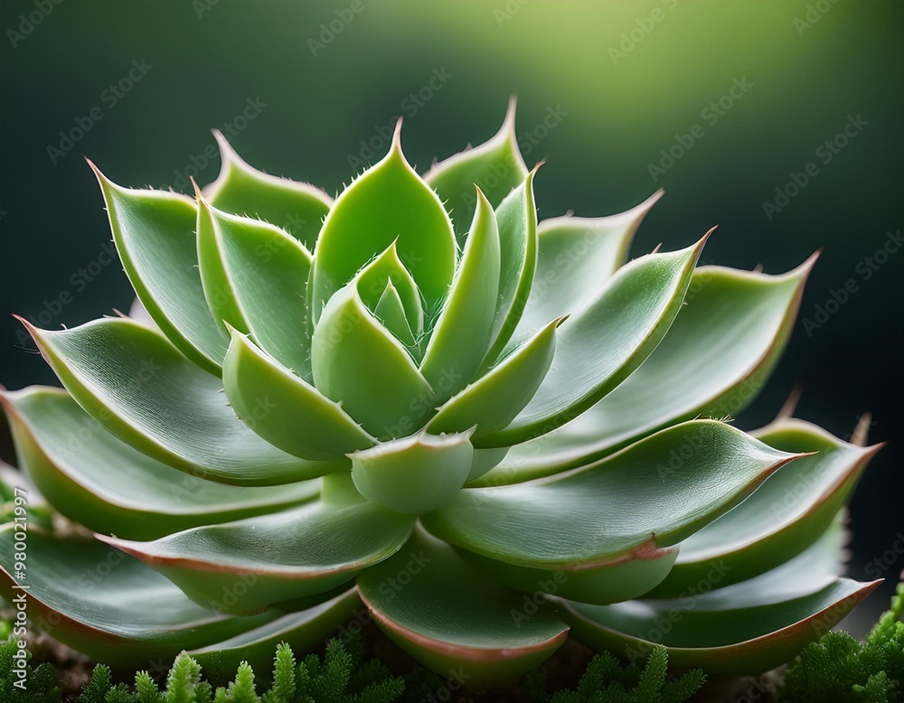Isolated succulent plant with depth of field highlighting fleshy leaves and vibrant green color Isolated succulent plant with depth of field highlighting fleshy leaves and vibrant green color