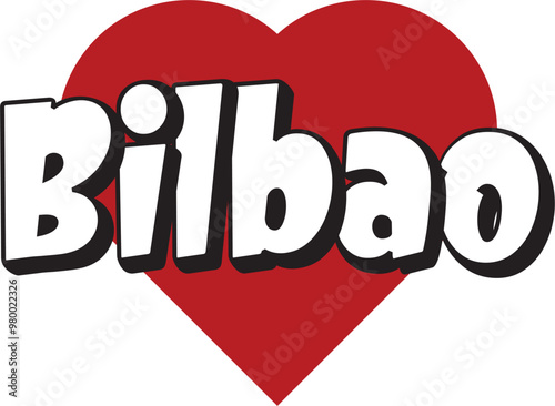 Bilbao city text design with red heart typographic icon design suitable for touristic promotion