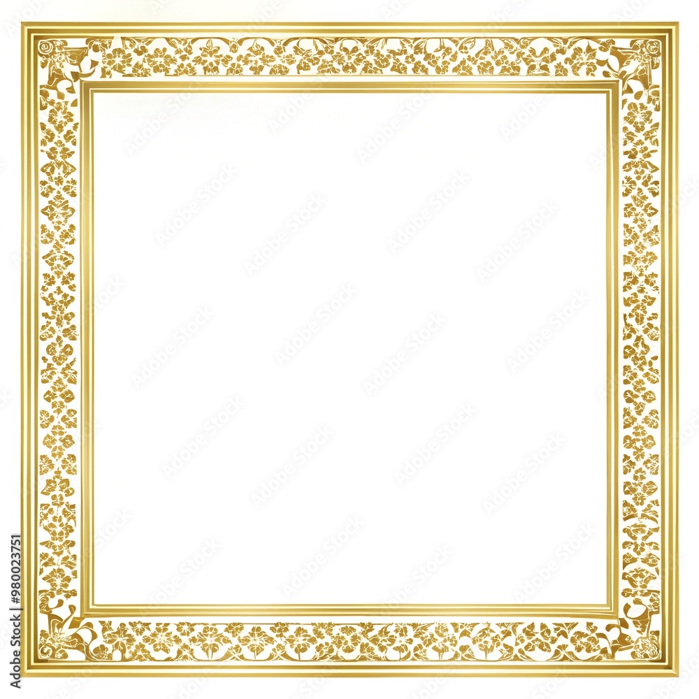 curly gold frame, vignette on a white background curly gold frame, vignette on a white background