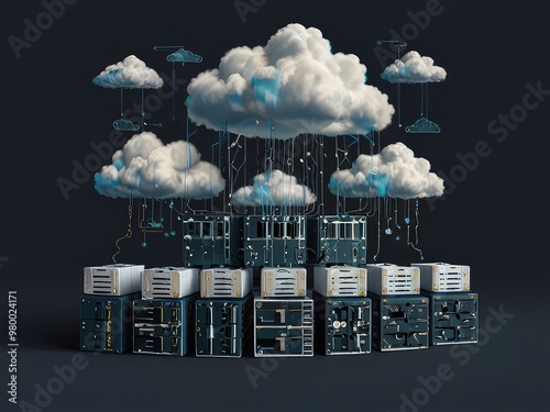 cloud computing concept with cloud computing,cloud computing technology,clouds over city photo