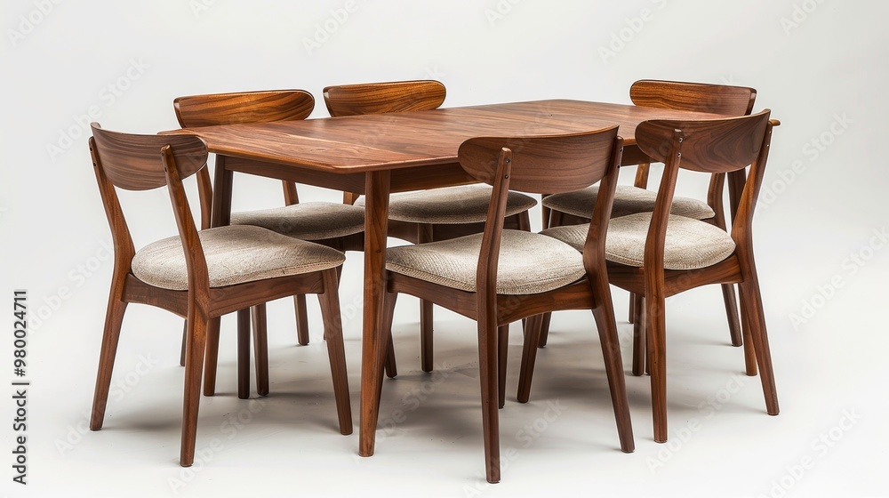 mid-century modern wooden dining table with four matching chairs mid-century modern wooden dining table with four matching chairs