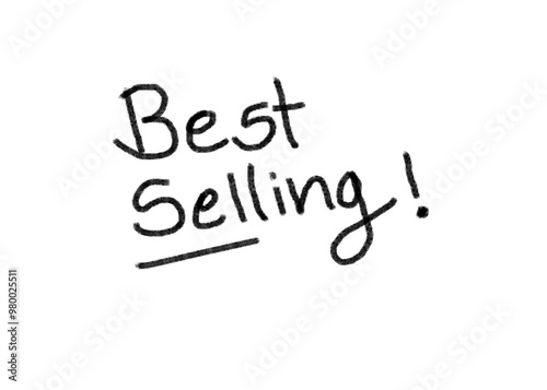 Best-Selling Handwritten Text on White Background - High-Quality Image