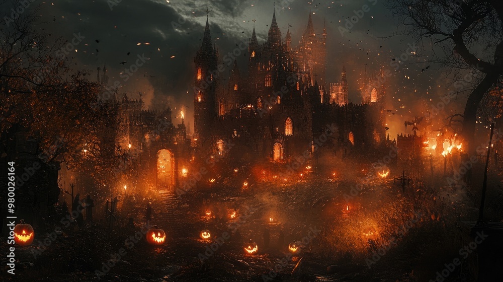 Illustration of Halloween castle Illustration of Halloween castle