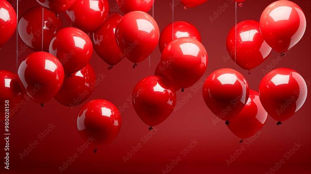 Naklejka premium red ballons on red background.