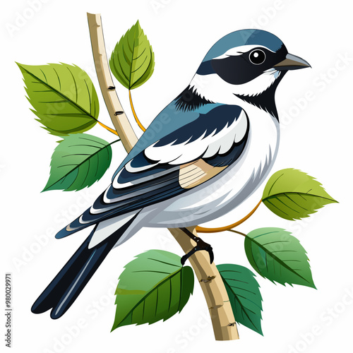 A european pied flycatcher ficedula hypoleuca.