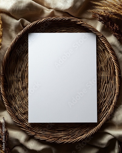 Photorealistic mockup of a blank full-size print paper 