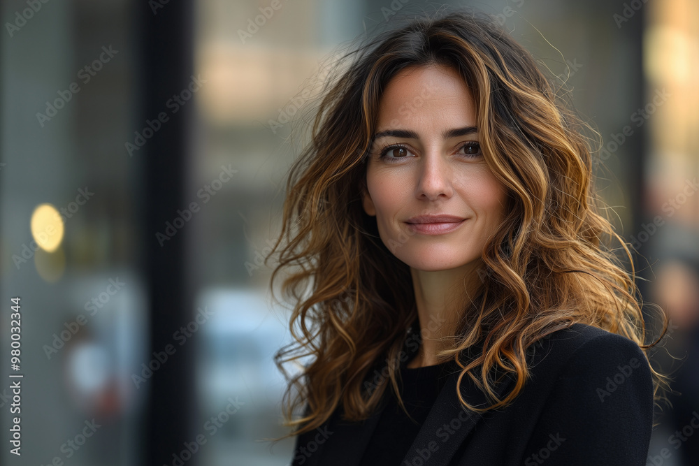 Portrait of a Smiling Woman with Curly Hair Portrait of a Smiling Woman with Curly Hair