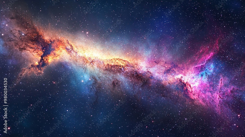 Fototapeta premium Space scene image with vibrant central object and starry backdrop