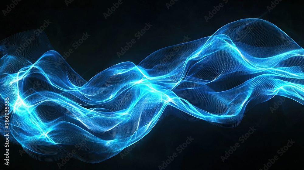 Fototapeta premium A long exposure of blue light illuminating a dark background, creating a wave-like effect