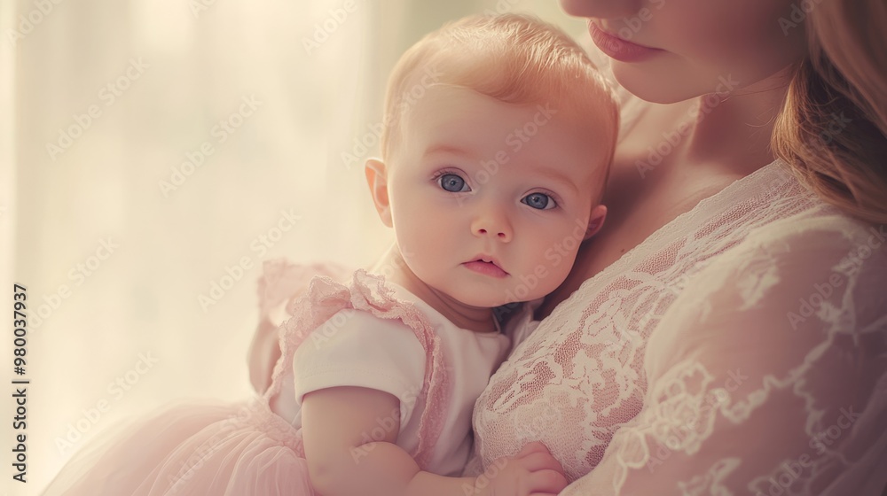 A woman is holding a baby in her arms