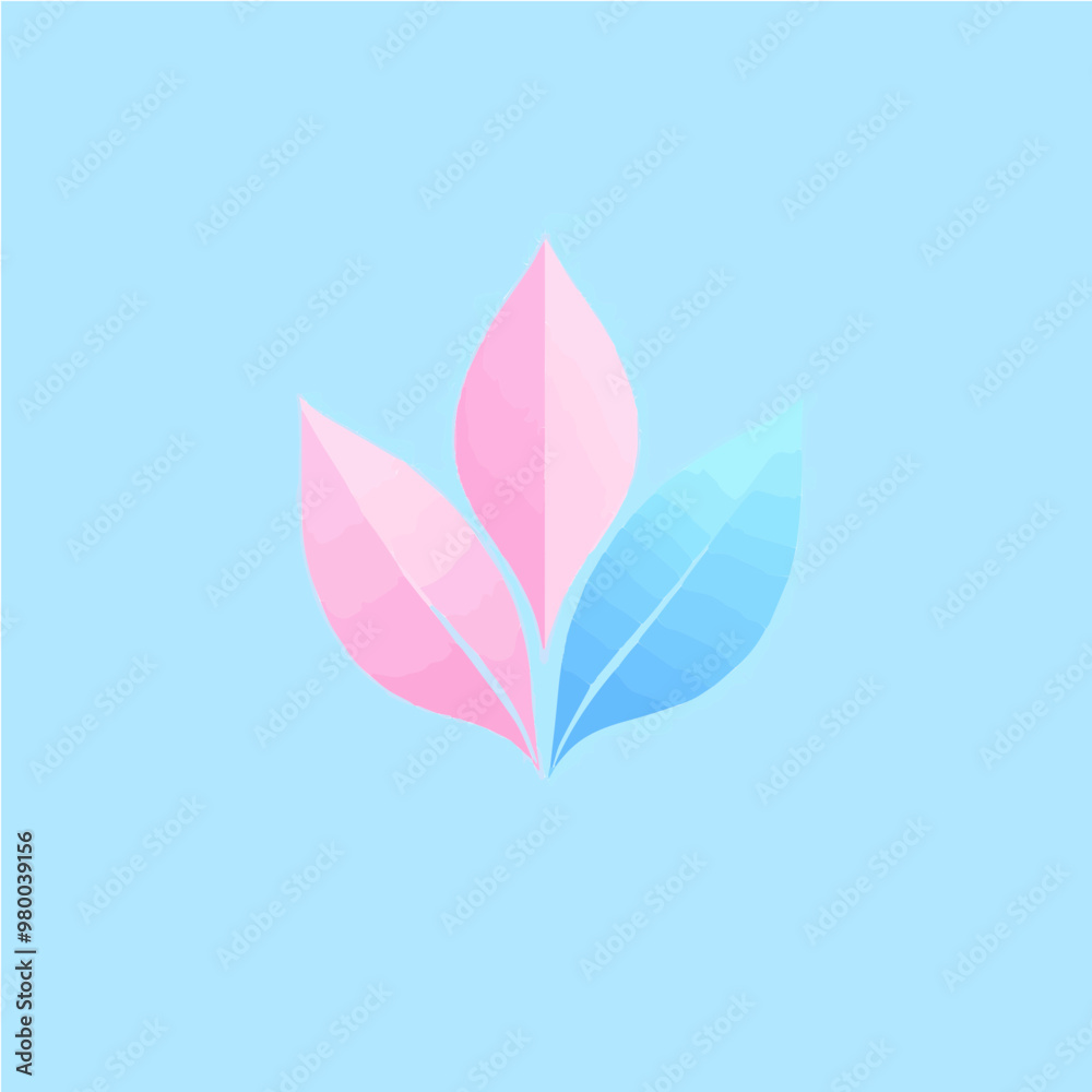 Minimalist vector logo with floral elements in blue and pink. Ideal for nonprofit branding, eco-conscious design, or community association logos. Minimalist vector logo with floral elements in blue and pink. Ideal for nonprofit branding, eco-conscious design, or community association logos.
