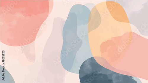 Soft pastel watercolor blobs overlapping with transparency, creating an abstract and serene atmosphere.