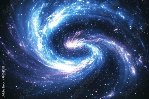 A Swirling Blue Nebula in Space with Stars