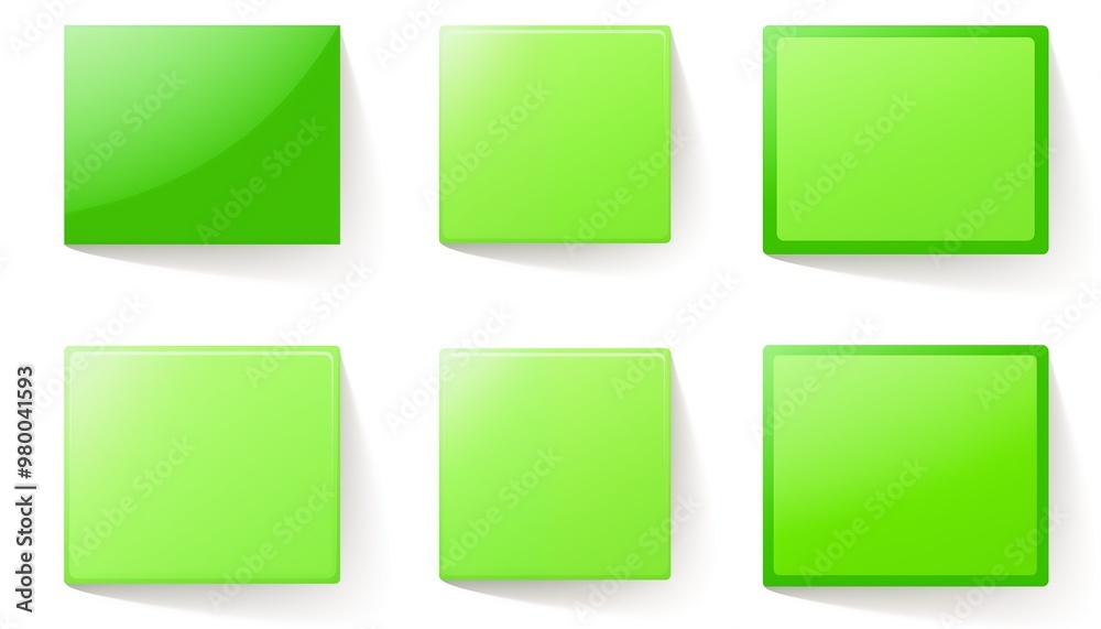 Fototapeta premium set of green buttons, circle, square