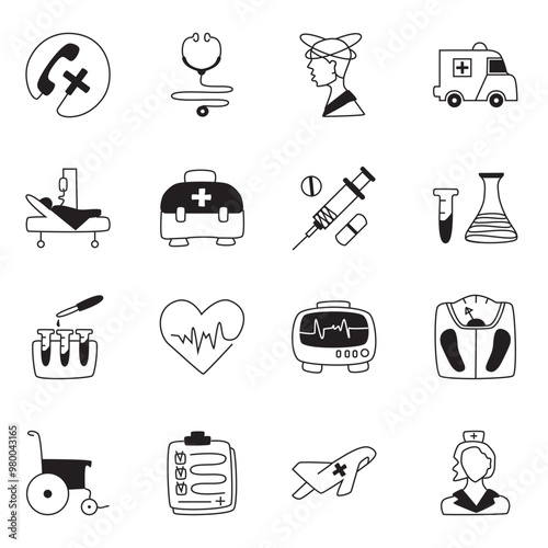 Medical and healthcare line icons. Doctor, medicine, hospital, treatment, healthcare and much more. Can be used for website design and development, as well as printed materials and presentations.