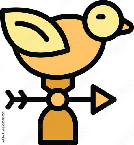 This icon of a cute bird weather vane is showing the direction of the wind