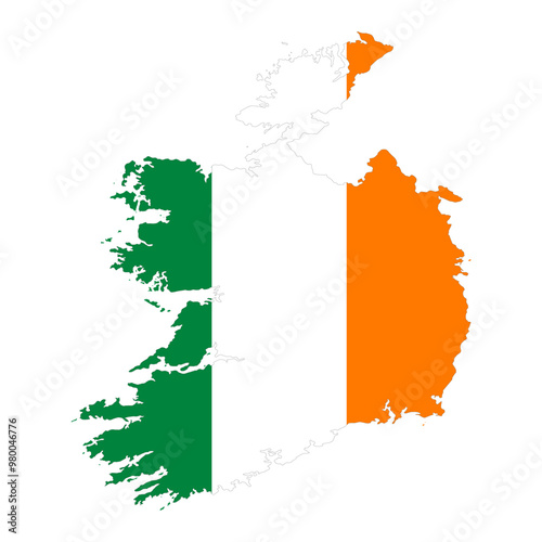 Ireland country map with flag