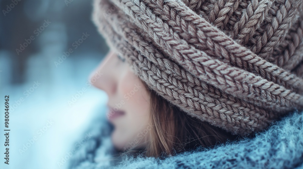 Woman in Knit Hat Winter Daydream