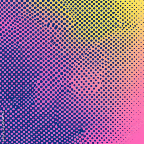 Gradient Background with Halftone Pop Art Design and Light Effect. Seamless Pattern Vector Illustration with Copy Space.