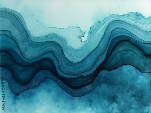 Teal and Navy Watercolor Liquid Flow