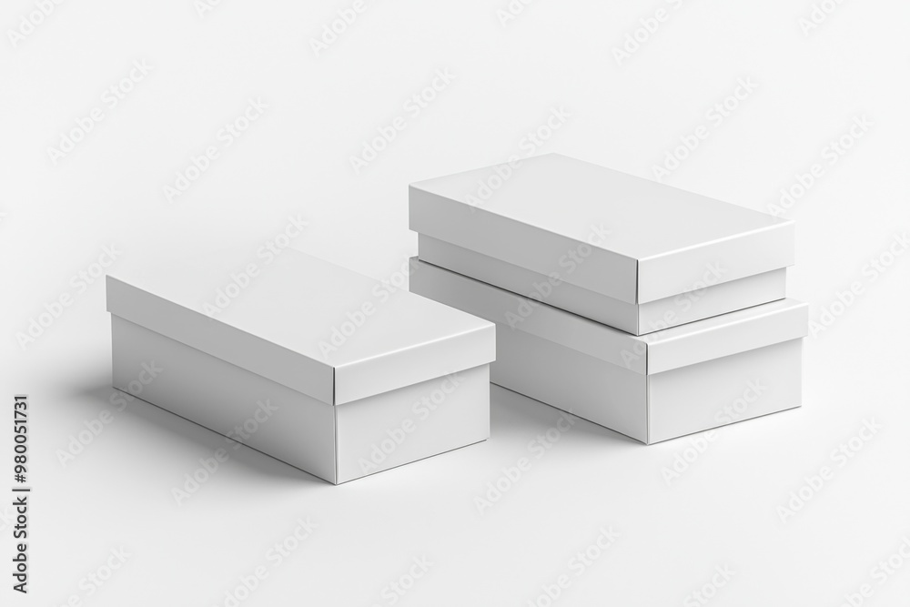 Shoe Box Mockup on Isolated white Background created with Generative AI Shoe Box Mockup on Isolated white Background created with Generative AI