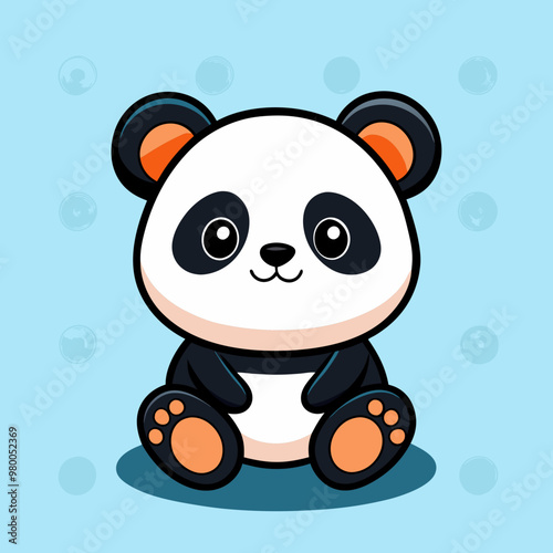Cute baby panda cartoon character vector icon illustration. Children illustration animal nature concept. Flat Cartoon Style stock illustration