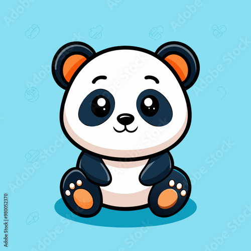Cute baby panda cartoon character vector icon illustration. Children illustration animal nature concept. Flat Cartoon Style stock illustration
