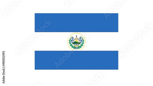 Republic of El Salvador national flag isolated on white background.