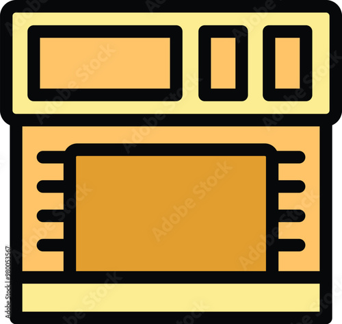 Simple icon of a modern convection oven with a digital display and timer, ideal for recipe websites or culinary blogs