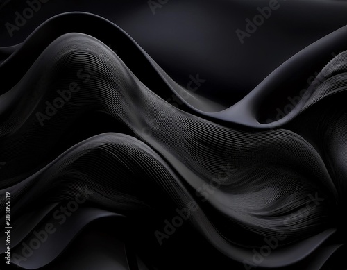 abstract with wavy elements that stand out in a creative design over a black background. generative ai photo