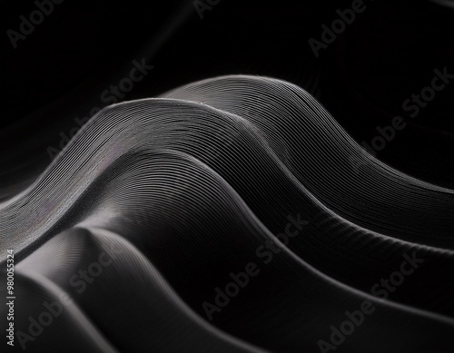 abstract with wavy elements that stand out in a creative design over a black background. generative ai photo