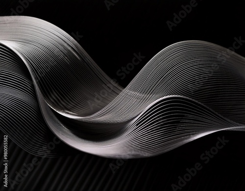 abstract with wavy elements that stand out in a creative design over a black background. generative ai photo