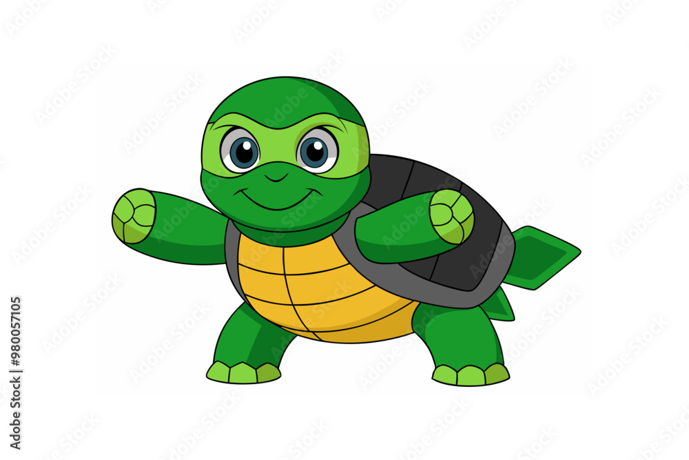 Fototapeta premium Cute Turtle Swimming Cartoon Vector Icon Illustration. Animal Nature Icon Concept Isolated Premium Vector. Flat Cartoon Style 
