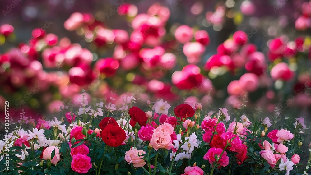 Spring backgroung flowering roses flowers floral blossom nature and abstract bokeh
